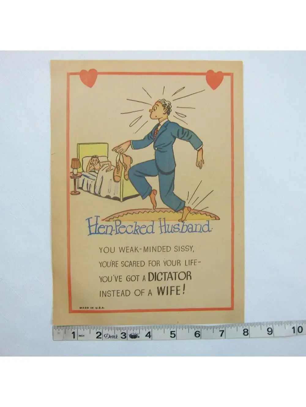 Vintage Vinegar Valentine Hen-Pecked Husband Penny Dreadful Insult Poem Ephemera